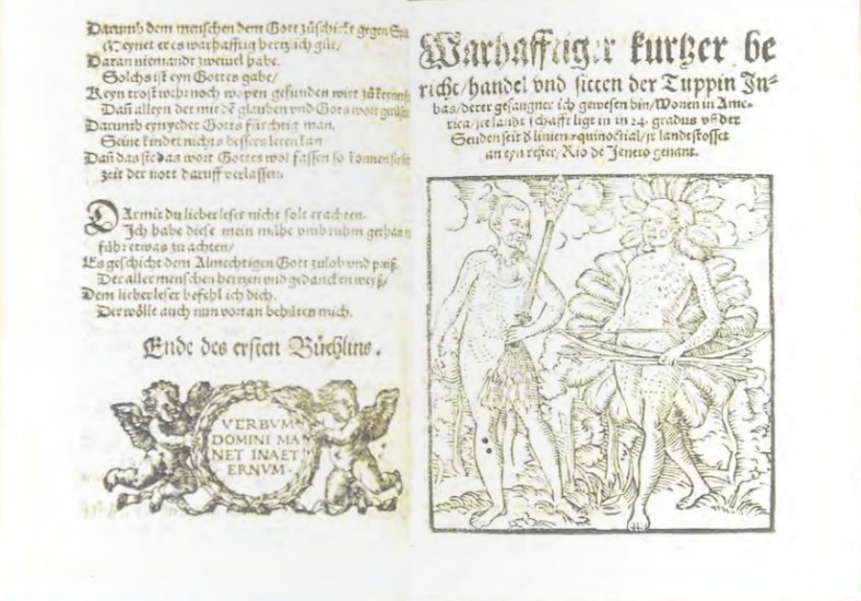 Página ilustrada da edição de 1557 do relato de Hans Staden