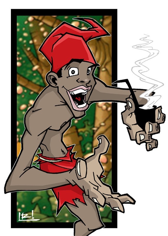 Ilustração do Saci-Pererê em meio à mata